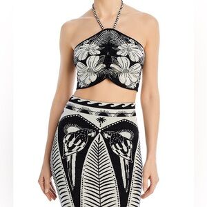 Farm Rio black/white macaw SET L top M skirt
